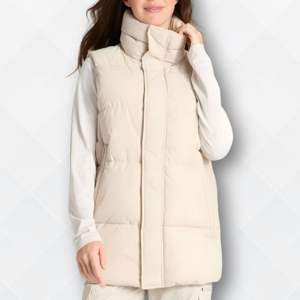 NWT All in Motion Women’s Long Puffer Vest – Off White – Size M – WJK-100023 - Picture 4 of 6